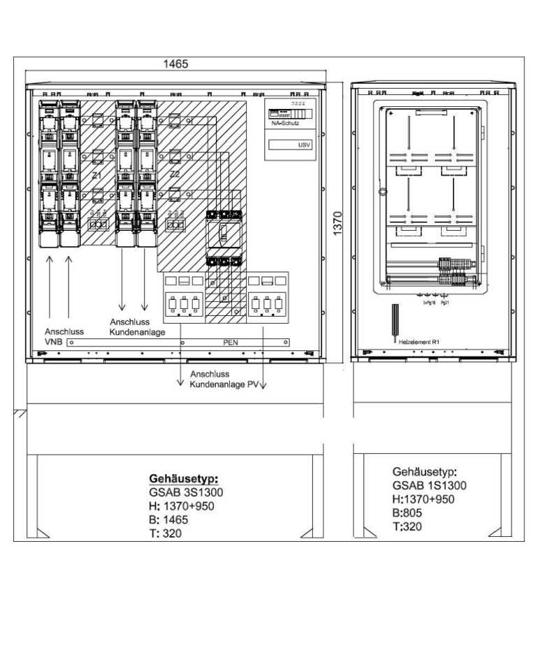 GSAB Mess-/Wandlerschrank für Erzeugungsanlagen bis 350 kVA (Überschusseinspeisung)